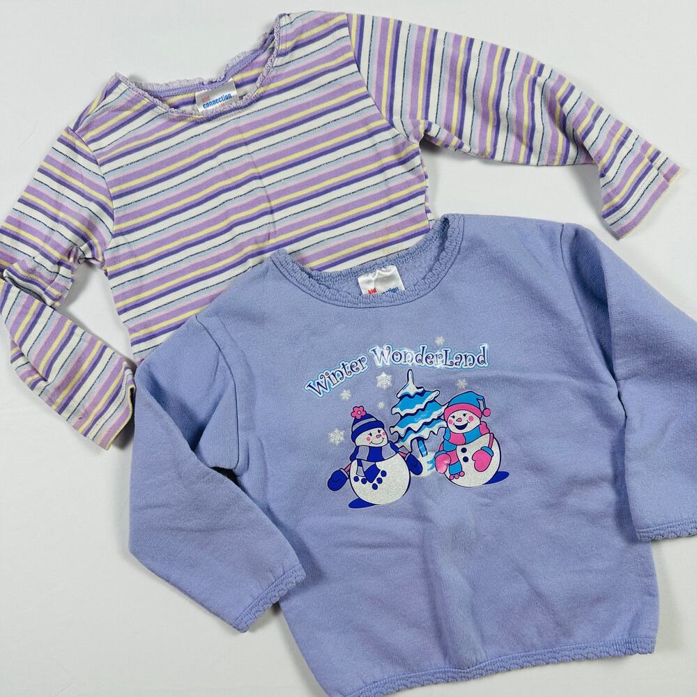 Vintage 1990s Kid Connection Winter Wonderland Sweater & Long Sleeve Top Bundle